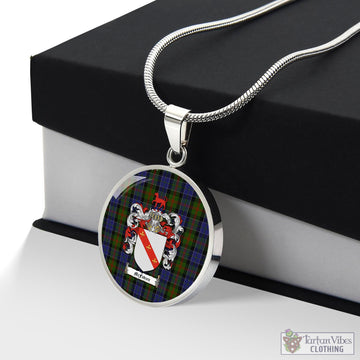 McFadzen 03 Tartan Circle Necklace with Family Crest