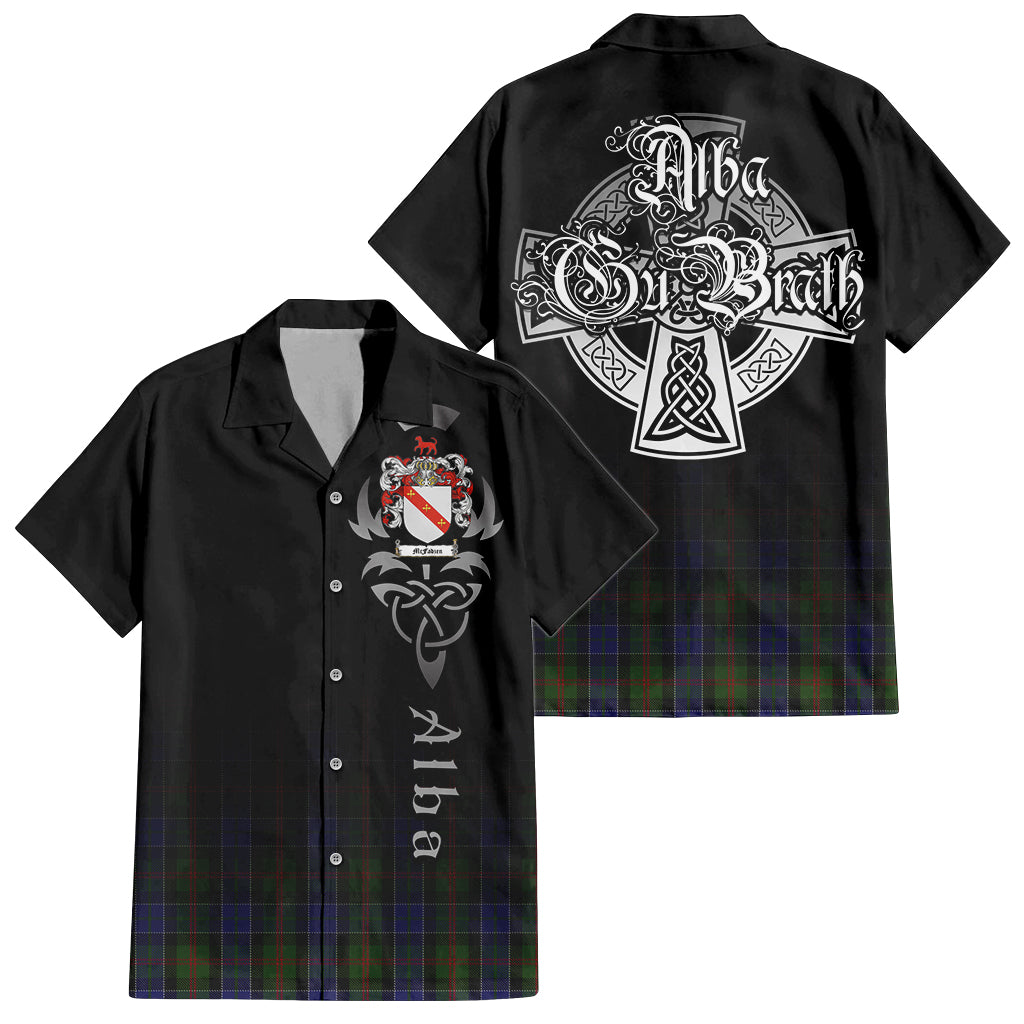 Tartan Vibes Clothing McFadzen 03 Tartan Short Sleeve Button Up Featuring Alba Gu Brath Family Crest Celtic Inspired