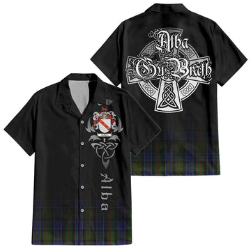 McFadzen 03 Tartan Short Sleeve Button Up Shirt Featuring Alba Gu Brath Family Crest Celtic Inspired