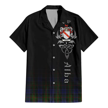 McFadzen 03 Tartan Short Sleeve Button Up Shirt Featuring Alba Gu Brath Family Crest Celtic Inspired