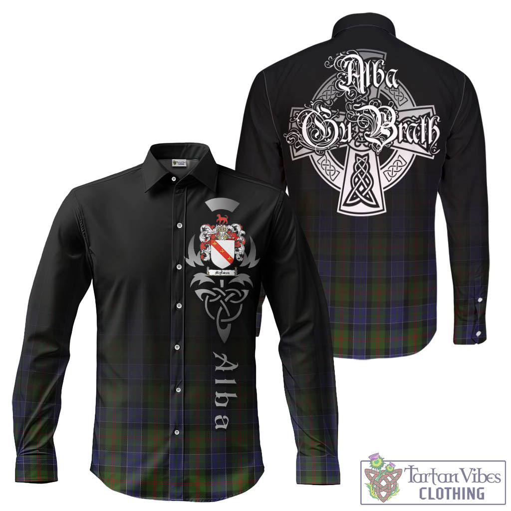 Tartan Vibes Clothing McFadzen 03 Tartan Long Sleeve Button Up Featuring Alba Gu Brath Family Crest Celtic Inspired