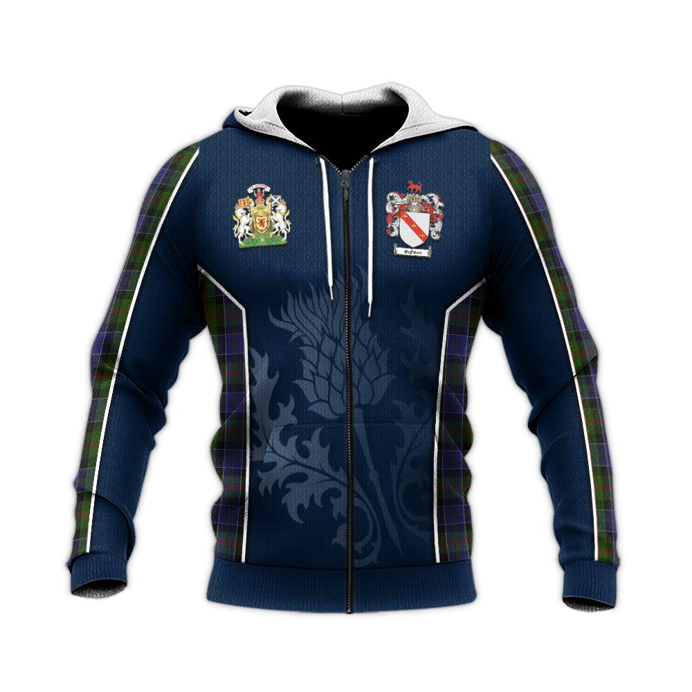 Tartan Vibes Clothing McFadzen 03 Tartan Knitted Hoodie with Family Crest and Scottish Thistle Vibes Sport Style