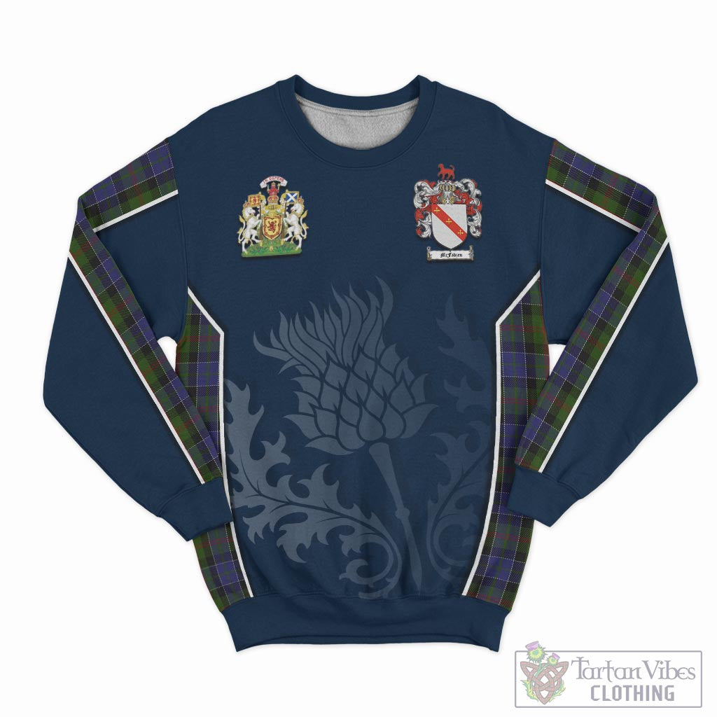 Tartan Vibes Clothing McFadzen 03 Tartan Sweatshirt with Family Crest and Scottish Thistle Vibes Sport Style