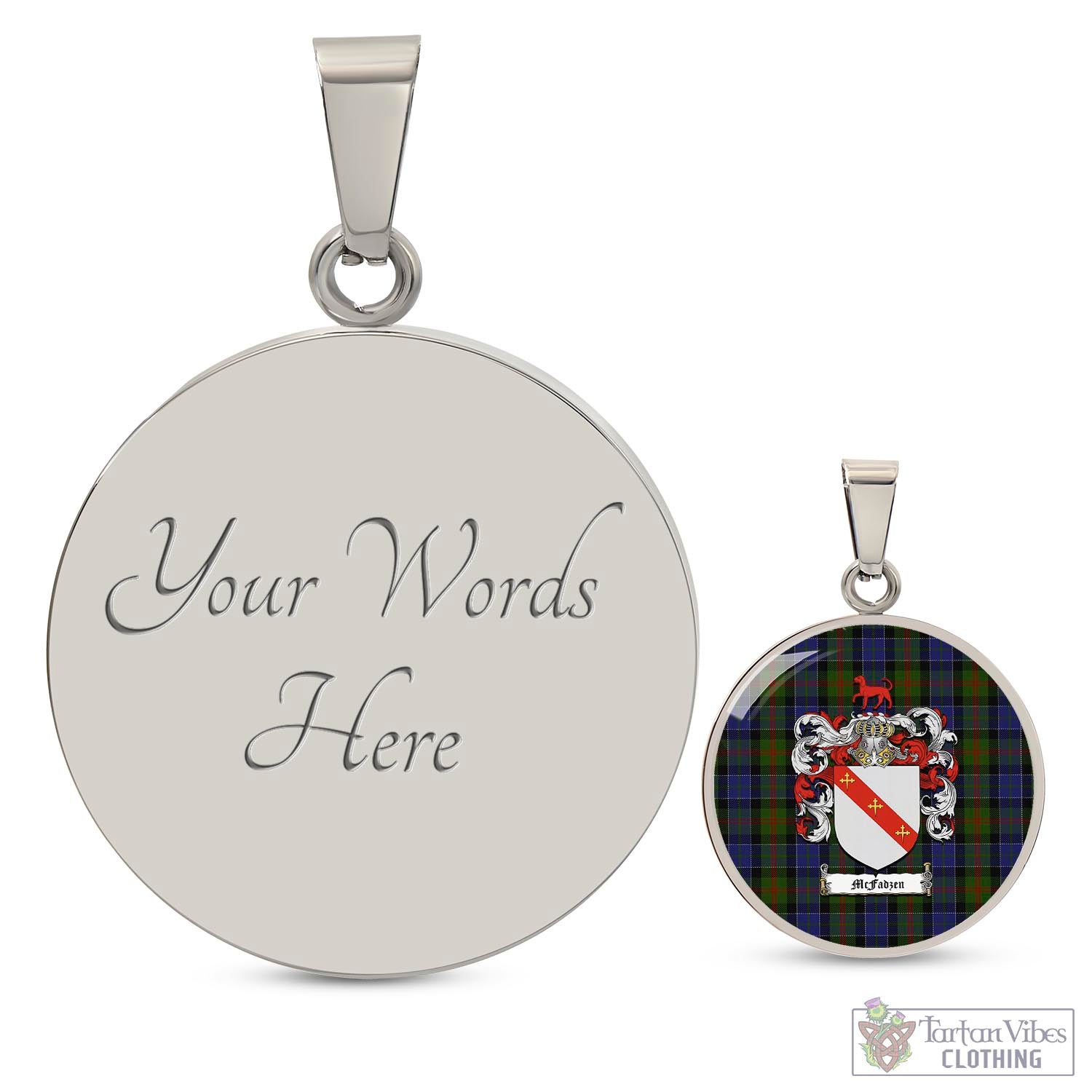 Tartan Vibes Clothing McFadzen 03 Tartan Circle Necklace with Family Crest