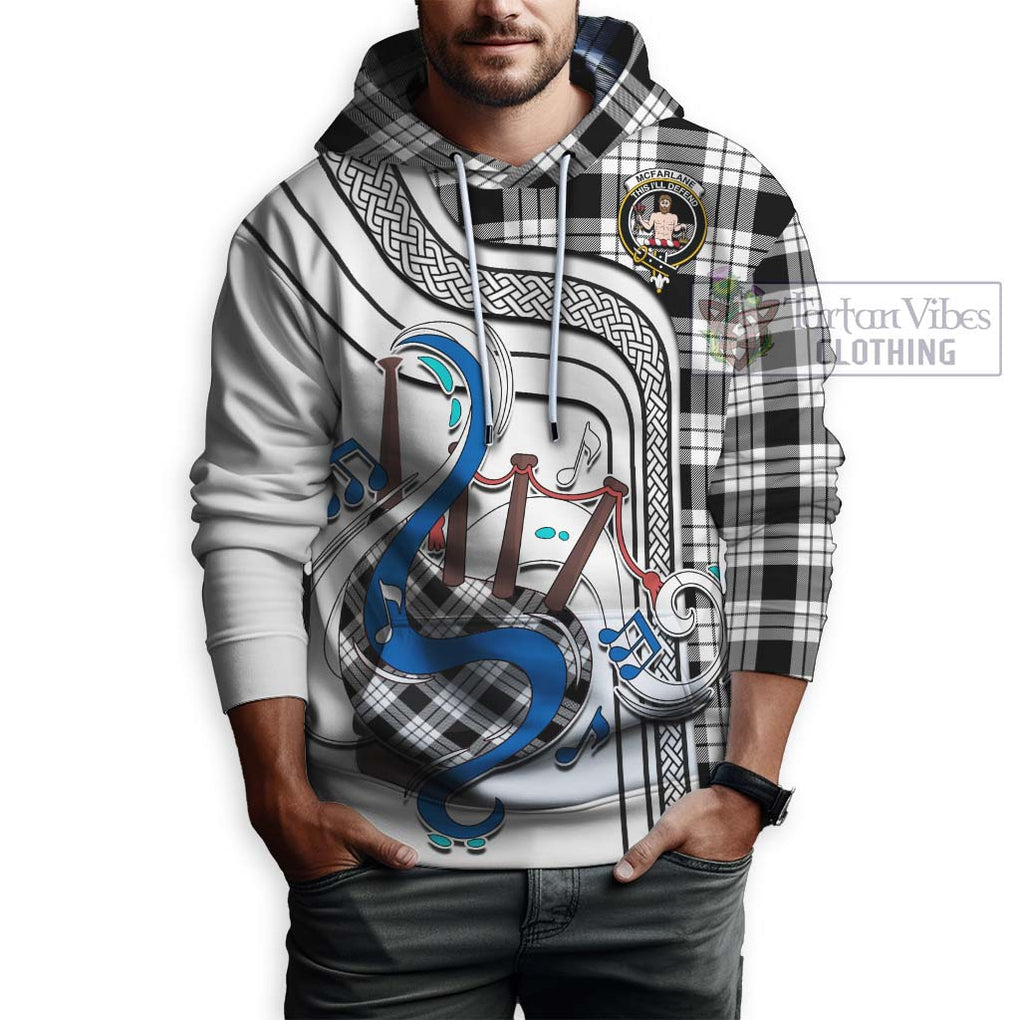 McFarlane Black White Tartan Hoodie with Epic Bagpipe Style Zip Hoodie - Tartanvibesclothing Shop