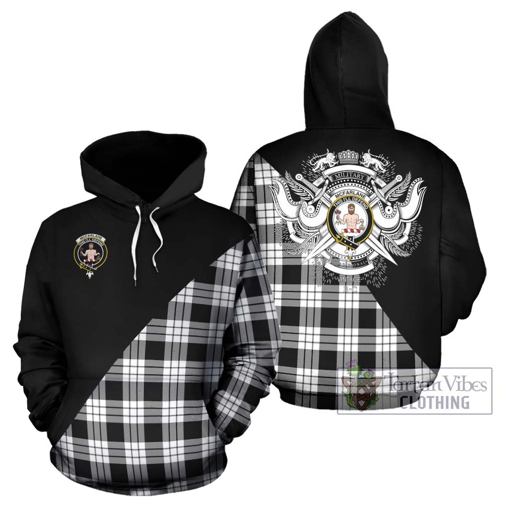 McFarlane Black White Tartan Hoodie with Family Crest and Military Logo Style Zip Hoodie - Tartanvibesclothing Shop