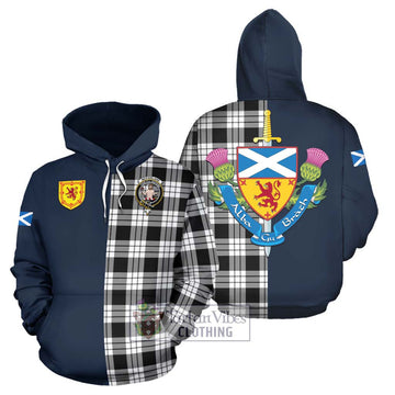 McFarlane Black White Tartan Hoodie Alba with Scottish Lion Royal Arm Half Style