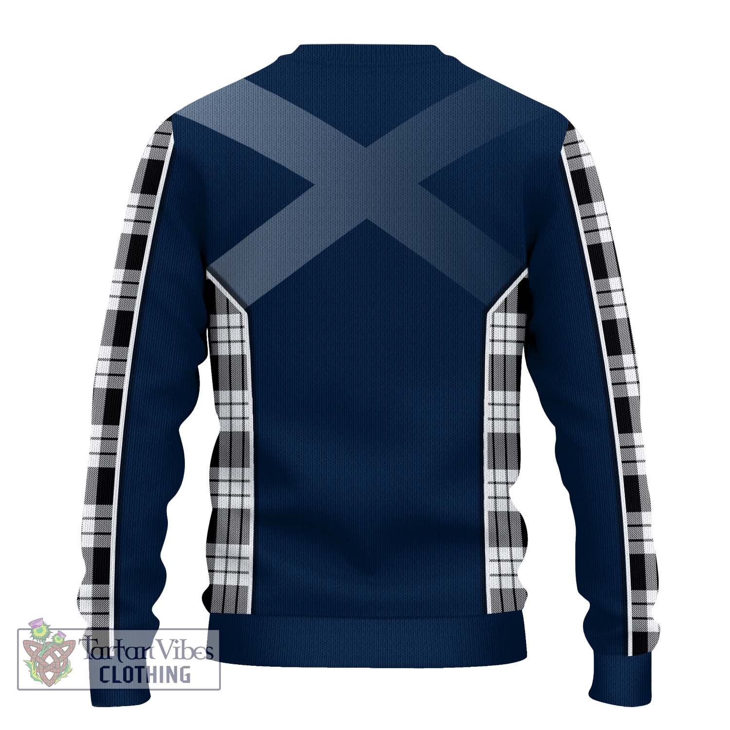 Tartan Vibes Clothing McFarlane Black White Tartan Knitted Sweater with Family Crest and Lion Rampant Vibes Sport Style