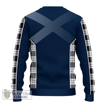 McFarlane Black White Tartan Knitted Sweater with Family Crest and Lion Rampant Vibes Sport Style