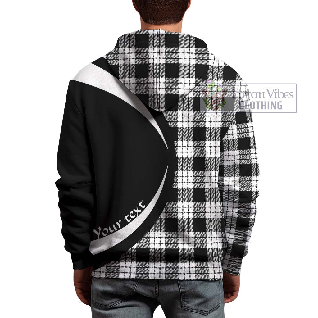 McFarlane Black White Tartan Hoodie with Family Crest Circle Style - Tartan Vibes Clothing