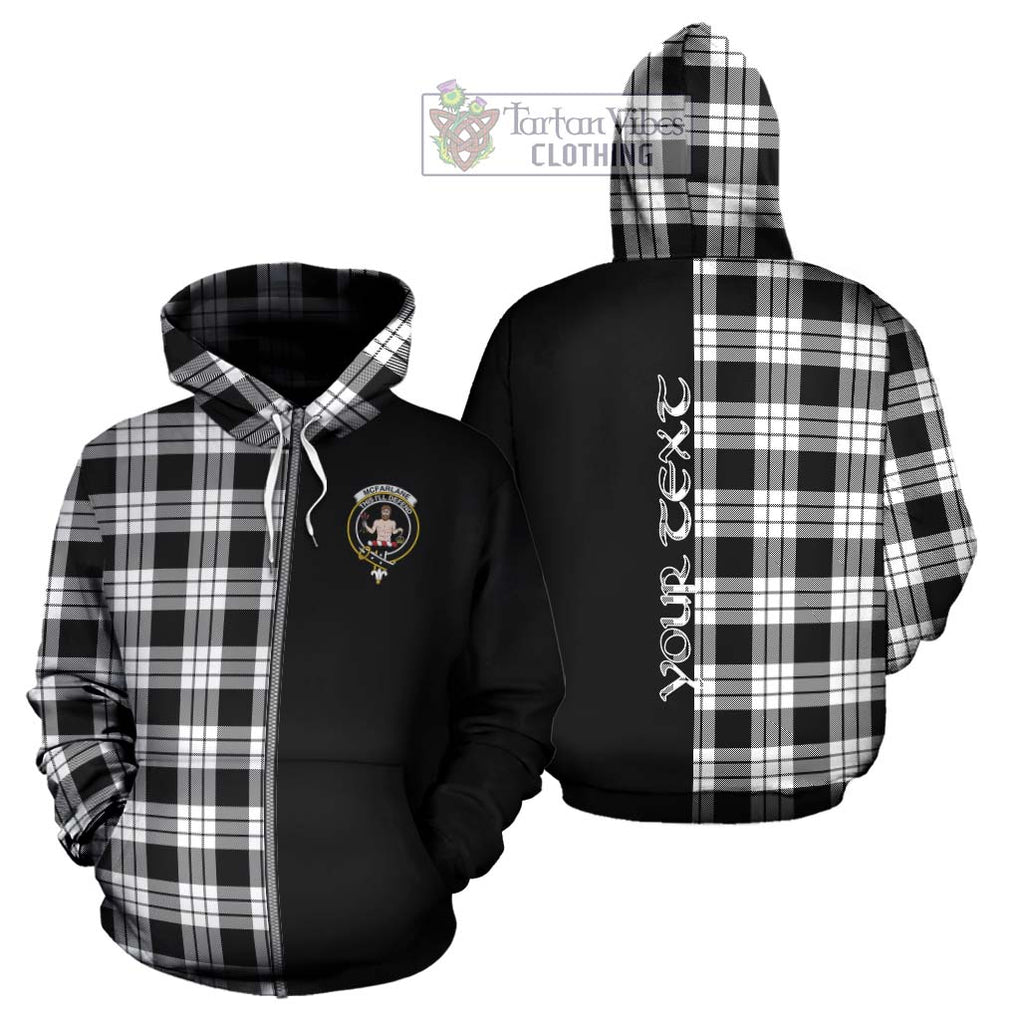 McFarlane Black White Tartan Hoodie with Family Crest and Half Of Me Style - Tartanvibesclothing Shop