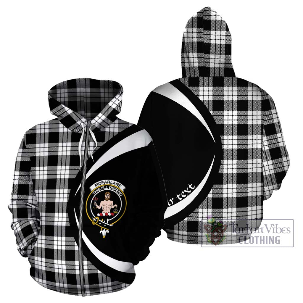 McFarlane Black White Tartan Hoodie with Family Crest Circle Style - Tartan Vibes Clothing