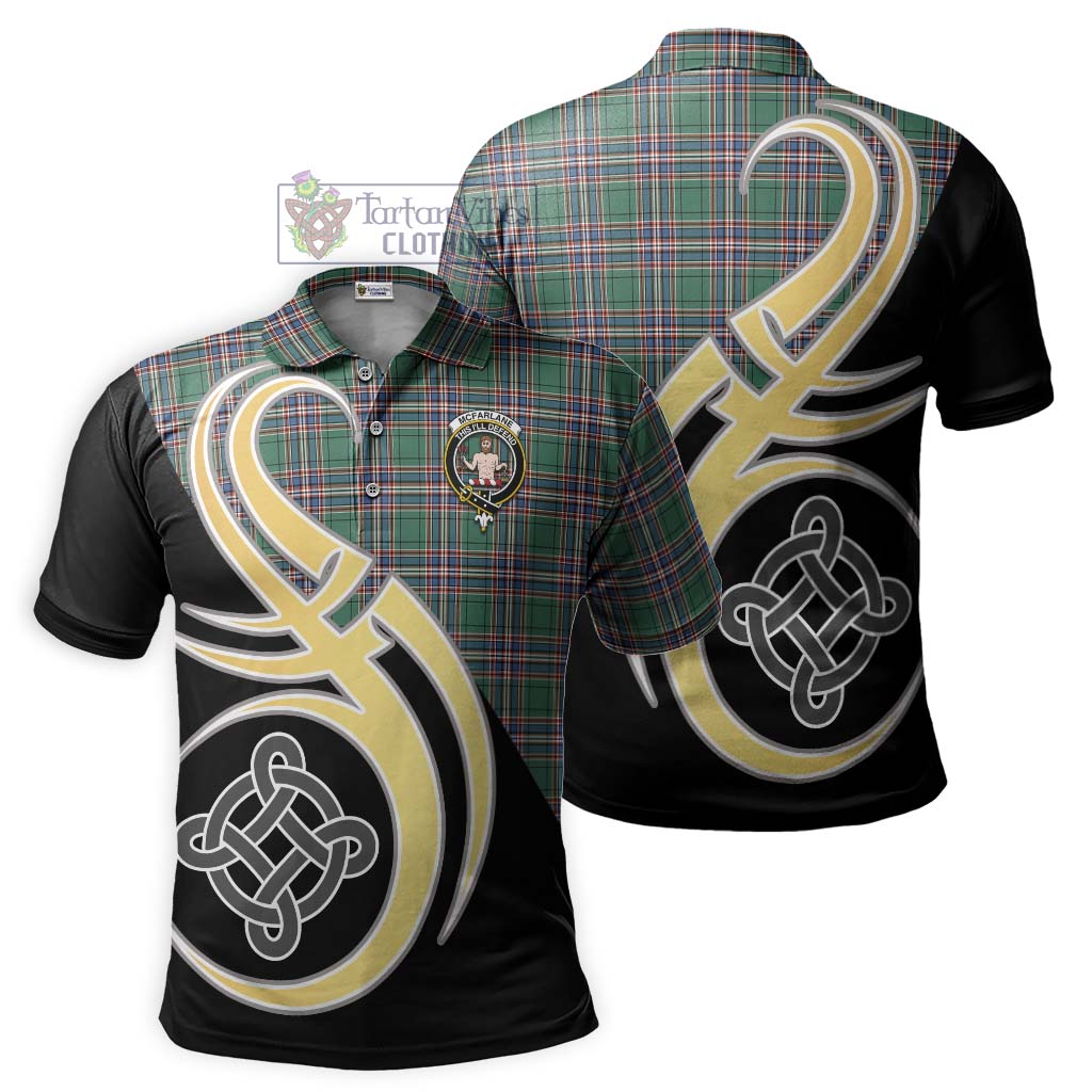 Tartan Vibes Clothing McFarlane Hunting Ancient Tartan Polo Shirt with Family Crest and Celtic Symbol Style