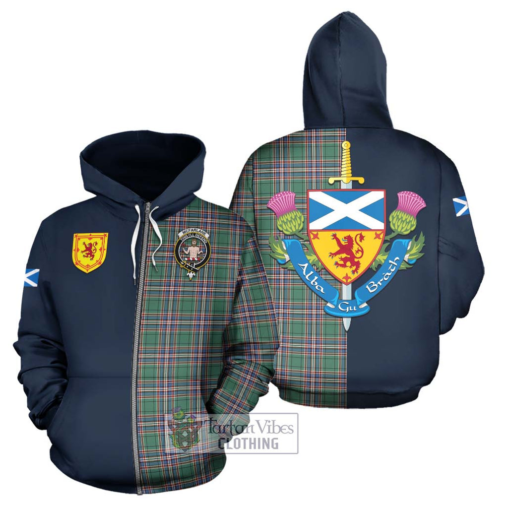 Tartan Vibes Clothing McFarlane Hunting Ancient Tartan Hoodie with Scottish Lion Royal Arm Half Style