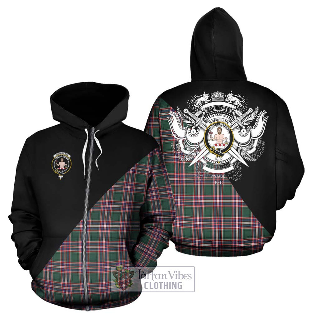 McFarlane Hunting Modern Tartan Hoodie with Family Crest and Military Logo Style - Tartanvibesclothing Shop