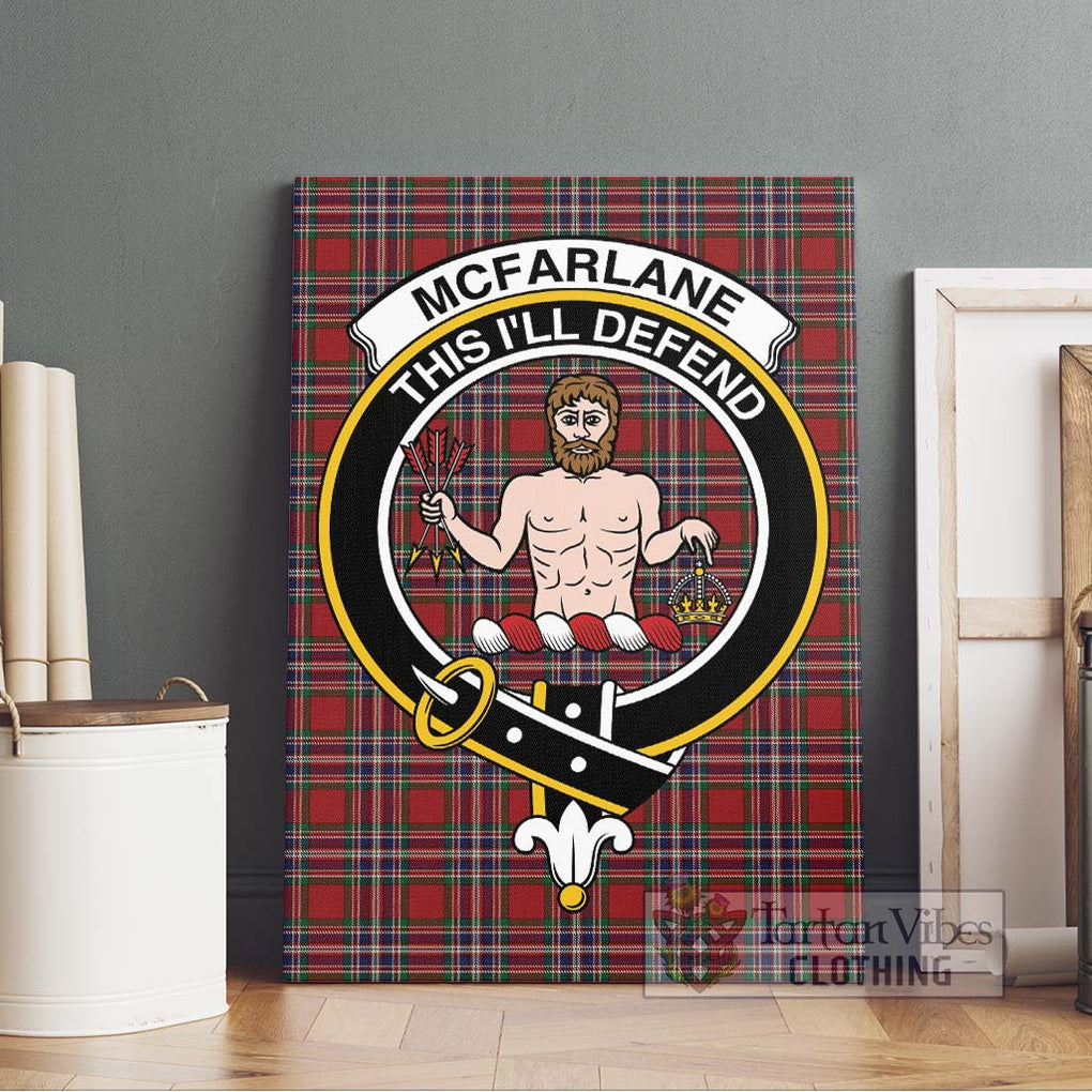 McFarlane Red Tartan Canvas Print Wall Art with Family Crest Without Frame - Tartan Vibes Clothing