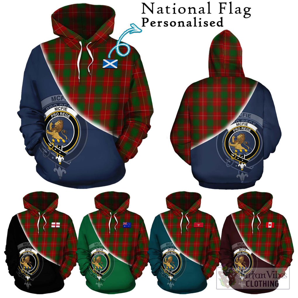 McFie Tartan Hoodie with Personalised National Flag and Family Crest Half Style Zip Hoodie - Tartanvibesclothing Shop