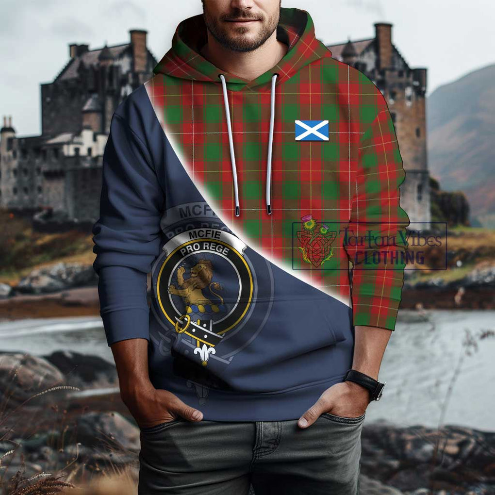 McFie Tartan Hoodie with Personalised National Flag and Family Crest Half Style - Tartanvibesclothing Shop