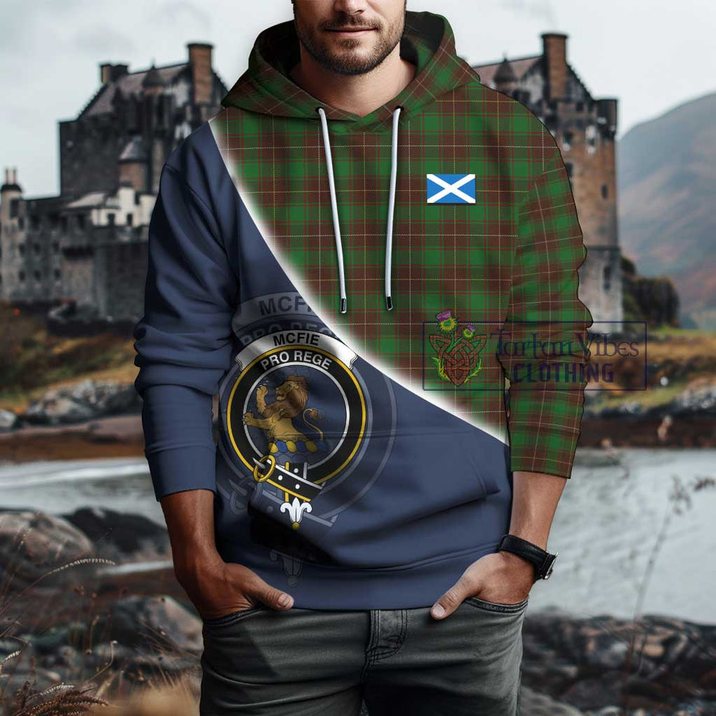 McFie Hunting Tartan Hoodie with Personalised National Flag and Family Crest Half Style - Tartanvibesclothing Shop