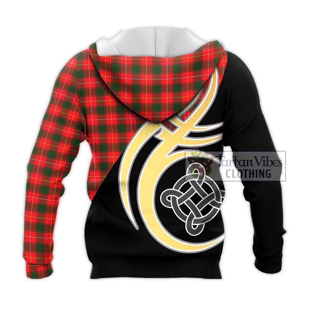 Tartan Vibes Clothing McFie Modern Tartan Knitted Hoodie with Family Crest and Celtic Symbol Style