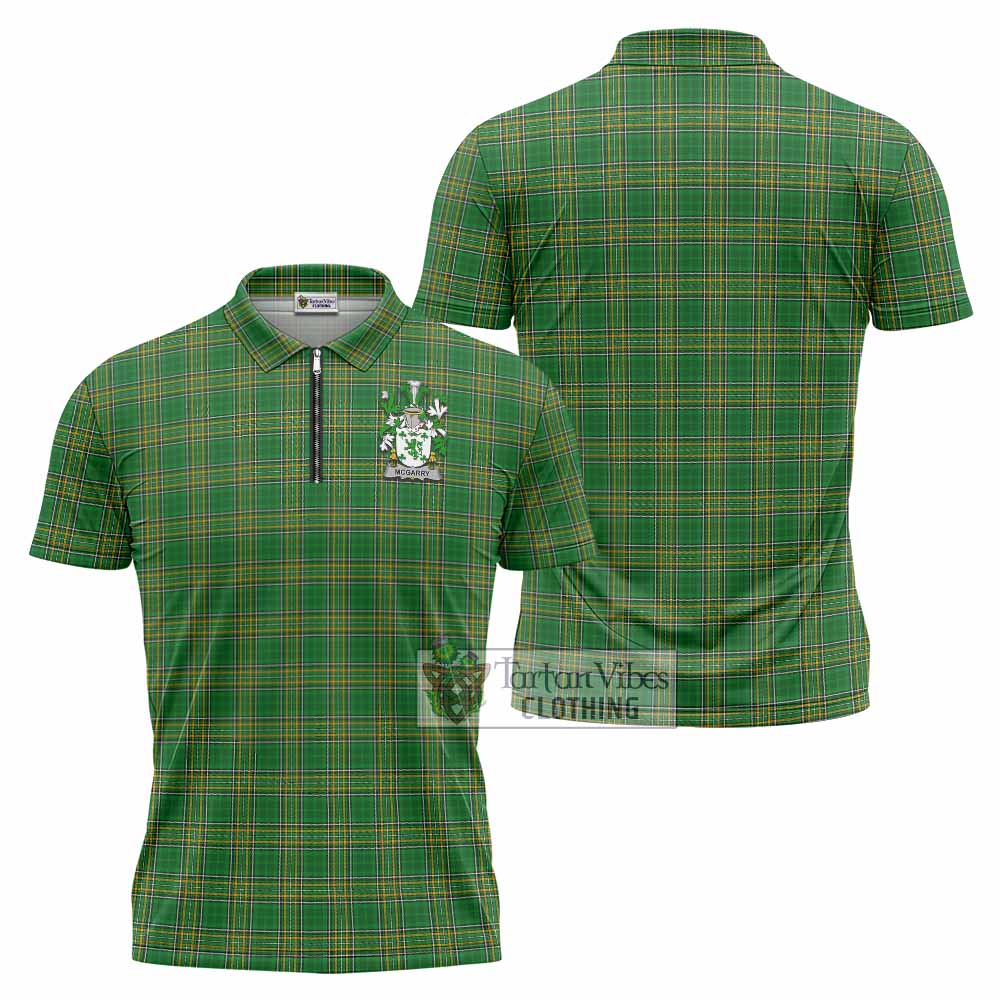 McGarry Irish Clan Tartan Zipper Polo Shirt with Coat of Arms