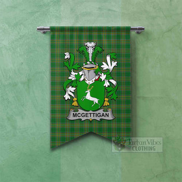 McGettigan Irish Clan Tartan Gonfalon, Tartan Banner with Coat of Arms Fishtail - Tartan Vibes Clothing