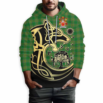 McGill Irish Tartan Hoodie with Coat of Arms Celtic Wolf Style