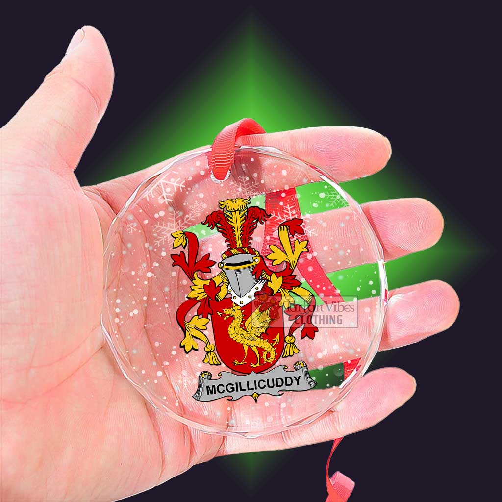 Tartan Vibes Clothing McGillicuddy Irish Clan Christmas Glass Ornament with Coat of Arms