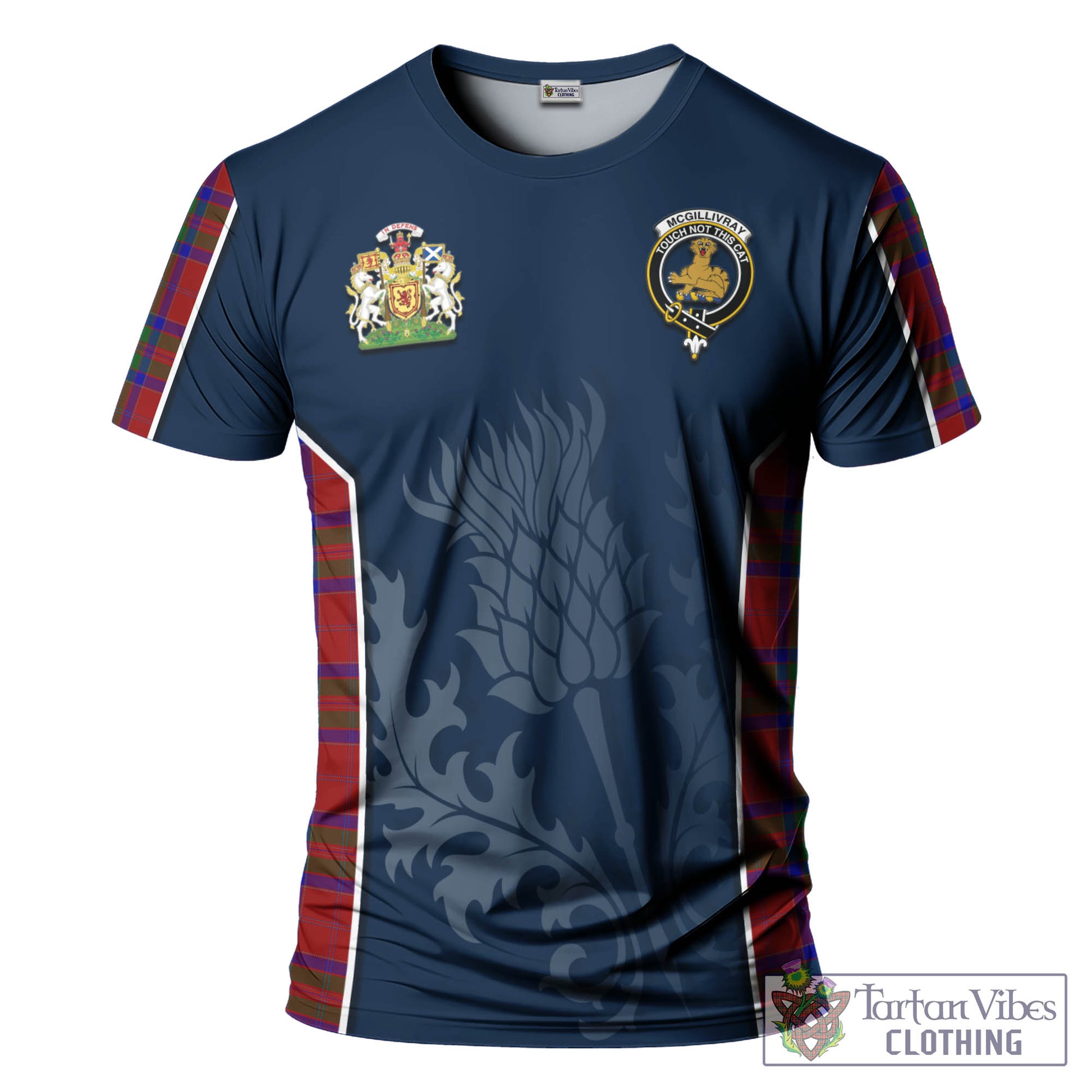 Tartan Vibes Clothing McGillivray Tartan T-Shirt with Family Crest and Scottish Thistle Vibes Sport Style