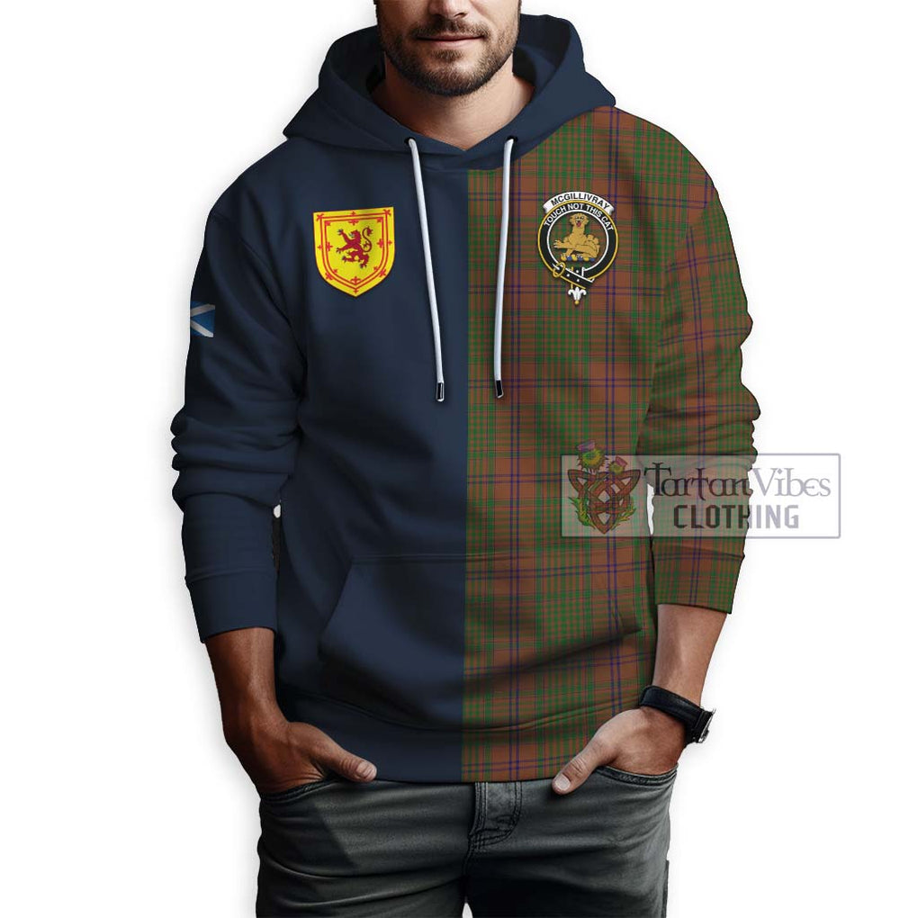 Tartan Vibes Clothing McGillivray Hunting Tartan Hoodie with Scottish Lion Royal Arm Half Style