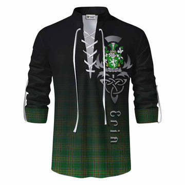 McGlinchy Irish Clan Ghillie Kilt Shirt with Coat of Arms Erin Go Bragh Celtic Inspired Men - Tartan Vibes Clothing
