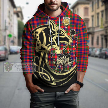 McGowan Tartan Hoodie with Family Crest Celtic Wolf Style