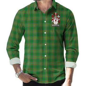McGowan Irish Clan Tartan Long Sleeve Button Up with Coat of Arms Men's Shirt - Tartan Vibes Clothing