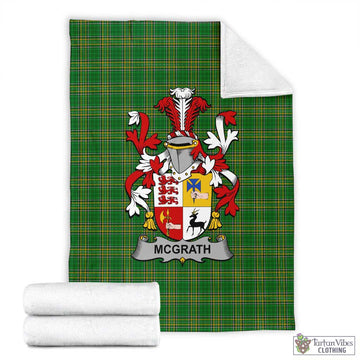 McGrath Irish Clan Tartan Blanket with Coat of Arms X-Large 59 x 79 inches 150 x 200 cm - Tartan Vibes Clothing