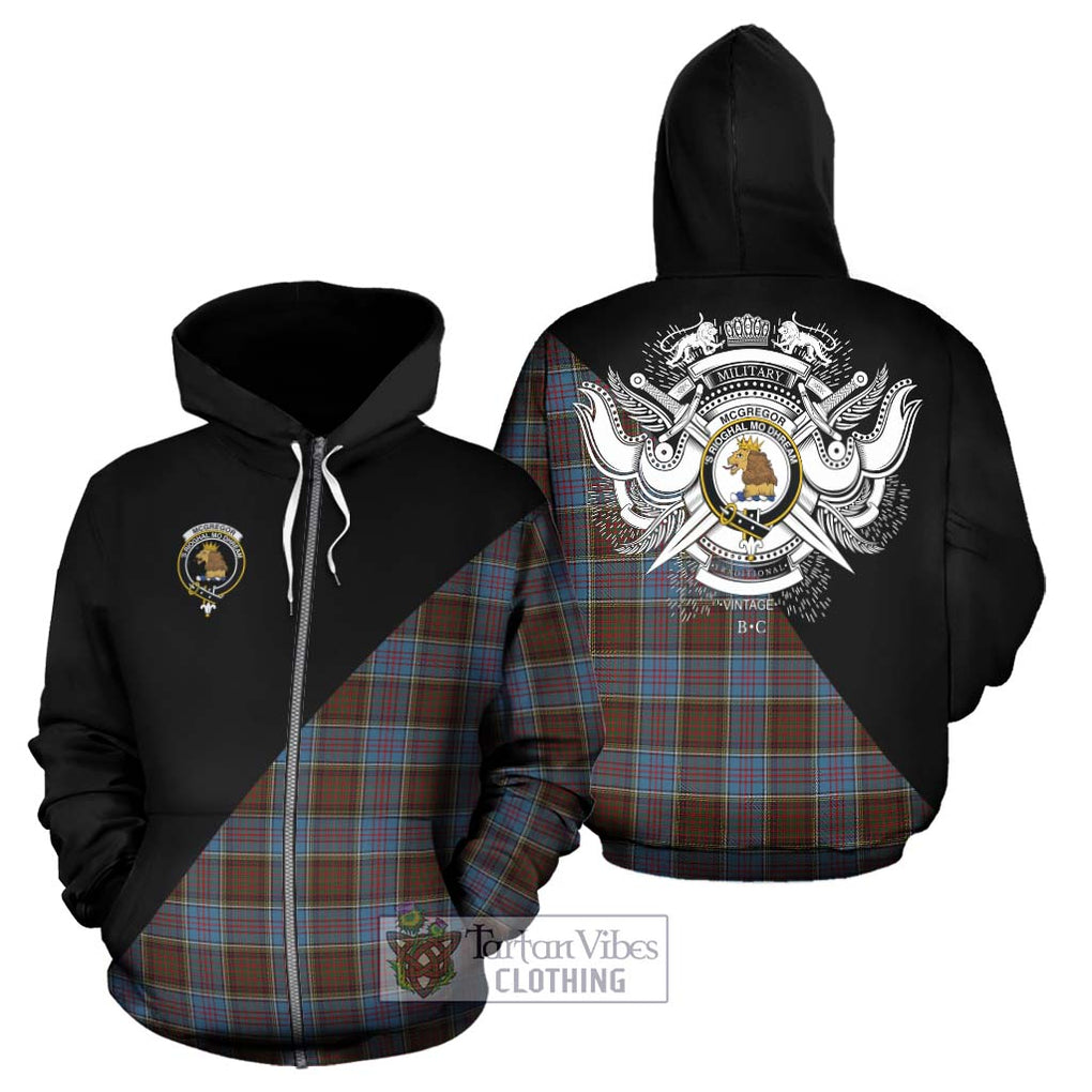 McGregor Hastie Tartan Hoodie with Family Crest and Military Logo Style - Tartanvibesclothing Shop