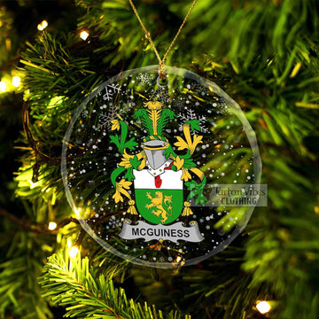 McGuiness Irish Clan Christmas Glass Ornament with Coat of Arms