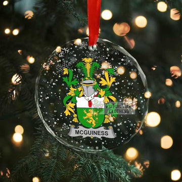 McGuiness Irish Clan Christmas Glass Ornament with Coat of Arms