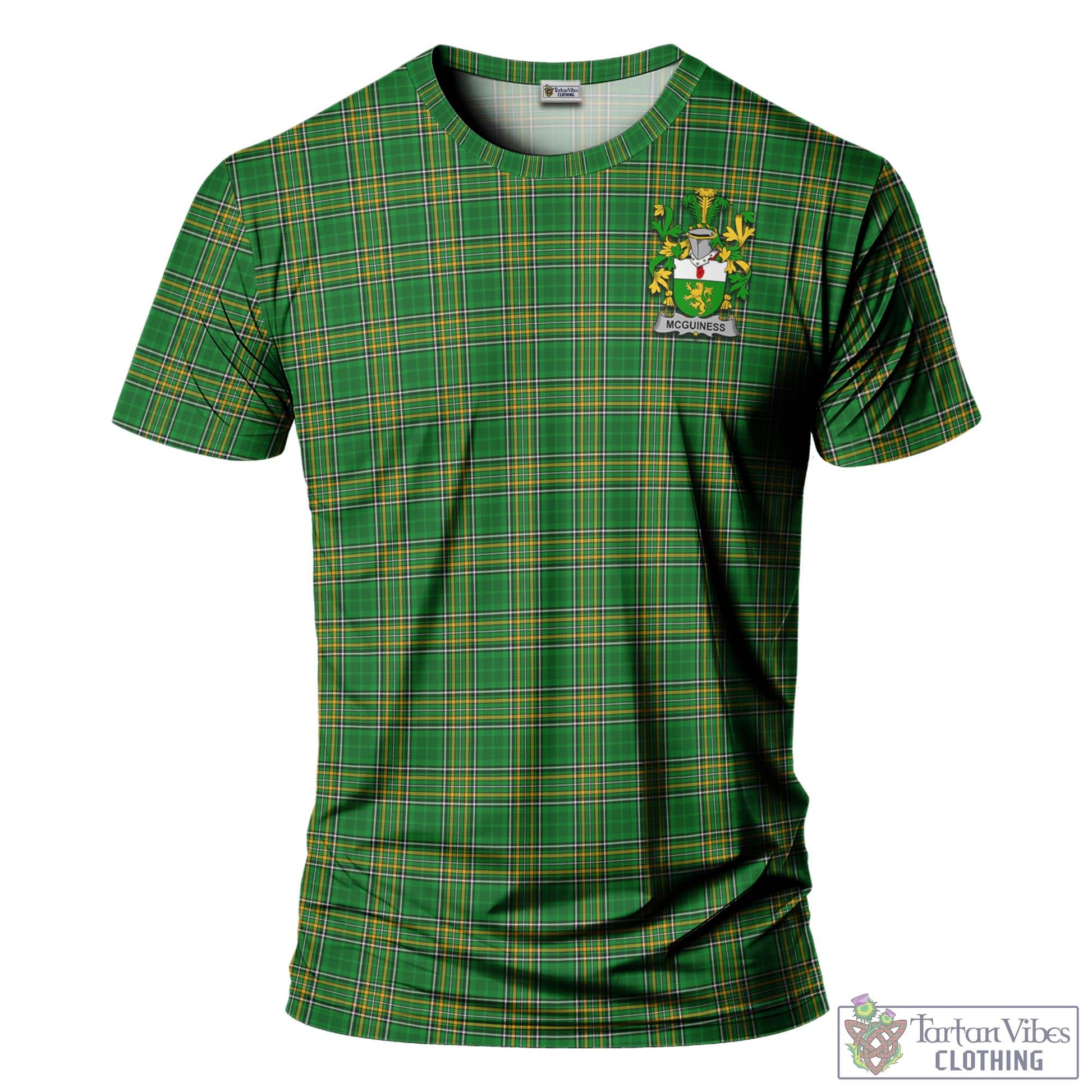 Tartan Vibes Clothing McGuiness Ireland Clan Tartan T-Shirt with Family Seal