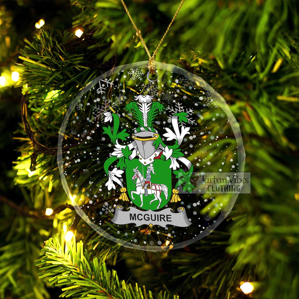 Tartan Vibes Clothing McGuire Irish Clan Christmas Glass Ornament with Coat of Arms