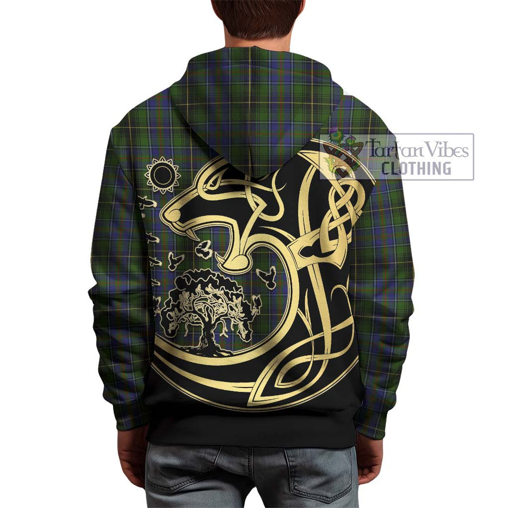 McInnes Tartan Hoodie with Family Crest Celtic Wolf Style - Tartan Vibes Clothing