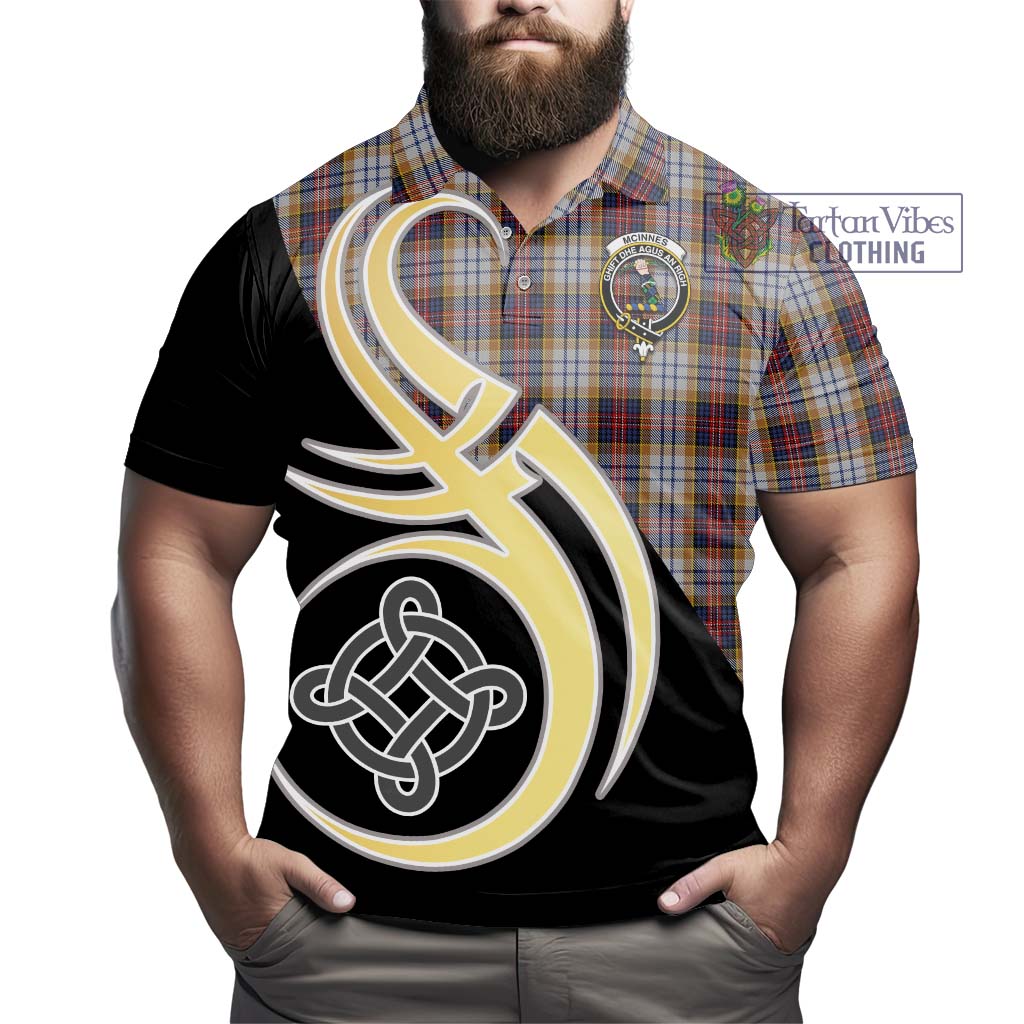 Tartan Vibes Clothing McInnes Ancient Hunting Tartan Polo Shirt with Family Crest and Celtic Symbol Style