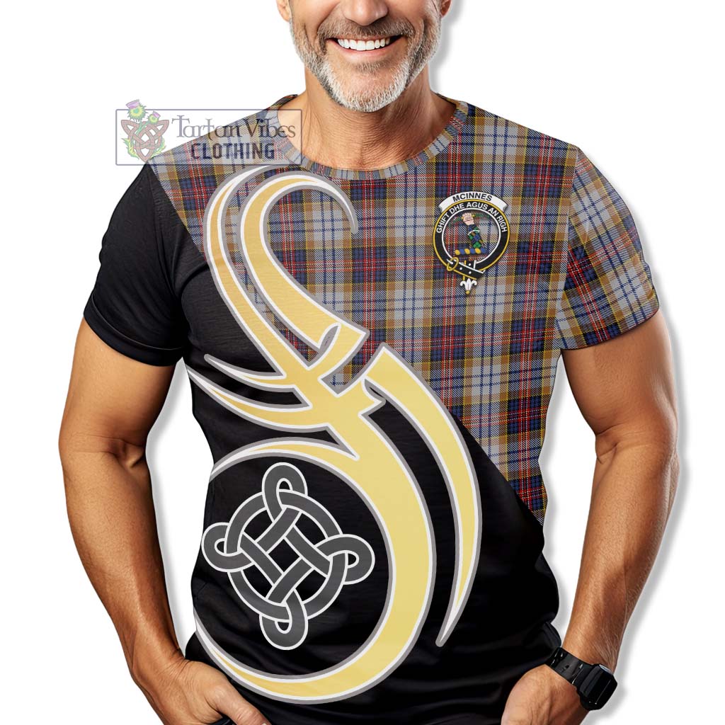 Tartan Vibes Clothing McInnes Ancient Hunting Tartan T-Shirt with Family Crest and Celtic Symbol Style