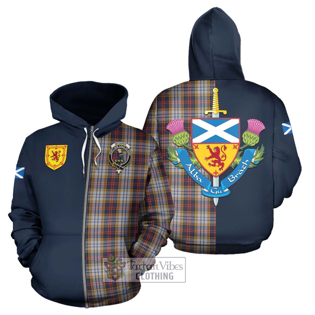 Tartan Vibes Clothing McInnes Ancient Hunting Tartan Hoodie with Scottish Lion Royal Arm Half Style