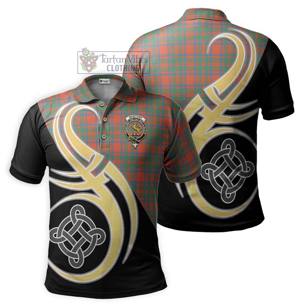 Tartan Vibes Clothing McIntosh Ancient Tartan Polo Shirt with Family Crest and Celtic Symbol Style