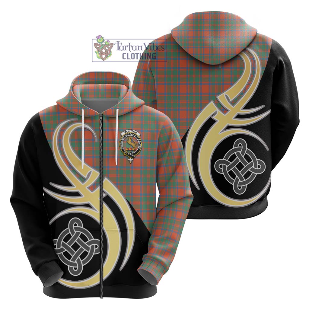 Tartan Vibes Clothing McIntosh Ancient Tartan Hoodie with Family Crest and Celtic Symbol Style