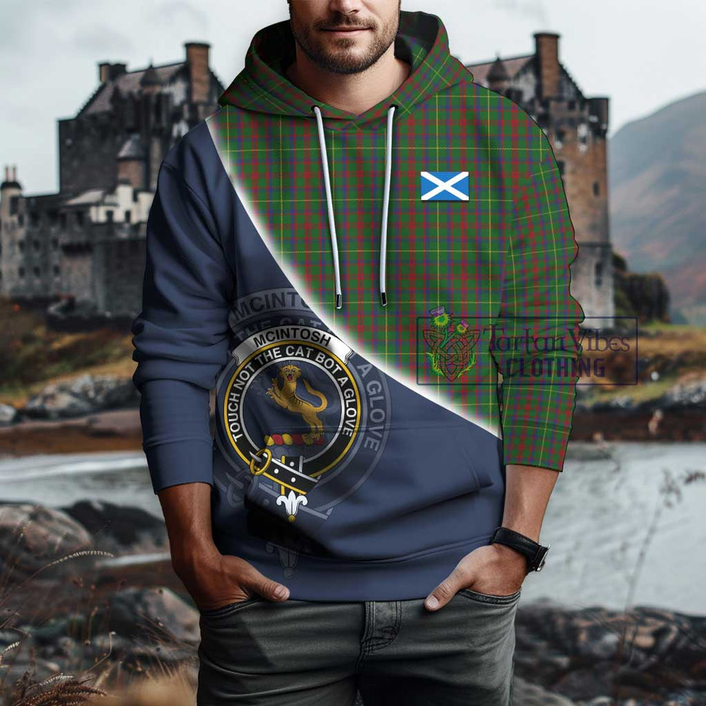 McIntosh Hunting Tartan Hoodie with Personalised National Flag and Family Crest Half Style - Tartanvibesclothing Shop