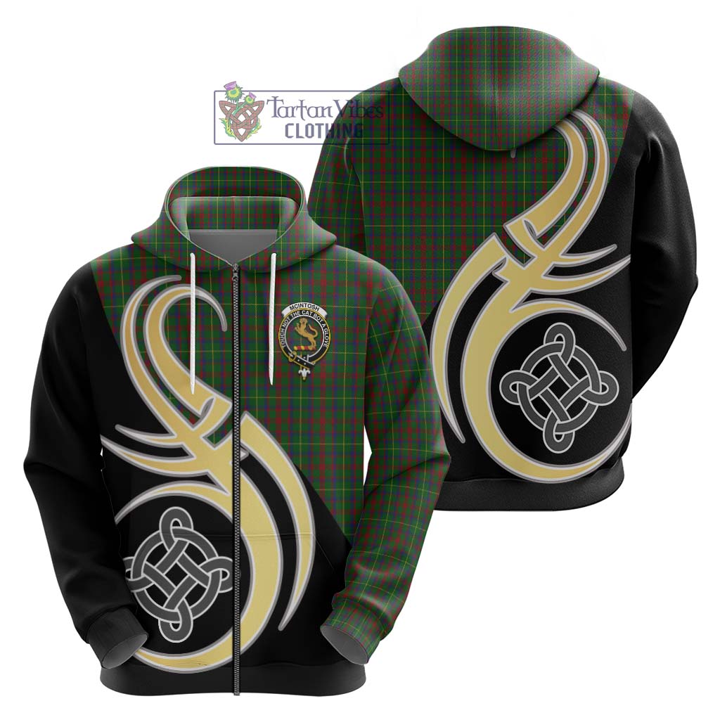 Tartan Vibes Clothing McIntosh Hunting Tartan Hoodie with Family Crest and Celtic Symbol Style