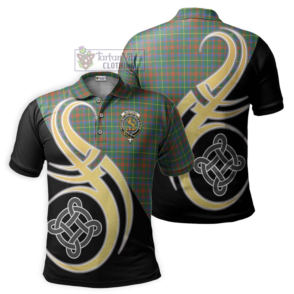 Tartan Vibes Clothing McIntosh Hunting Ancient Tartan Polo Shirt with Family Crest and Celtic Symbol Style