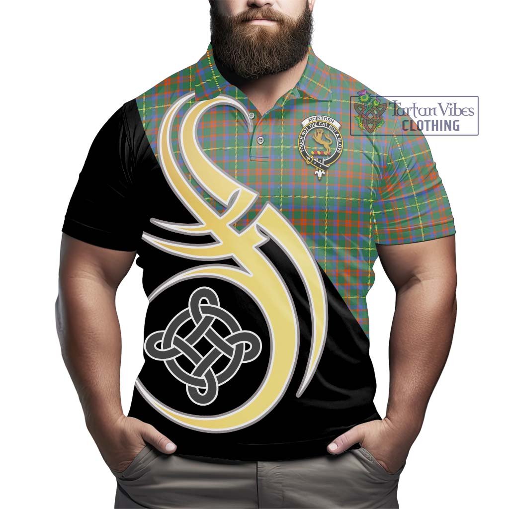 Tartan Vibes Clothing McIntosh Hunting Ancient Tartan Polo Shirt with Family Crest and Celtic Symbol Style