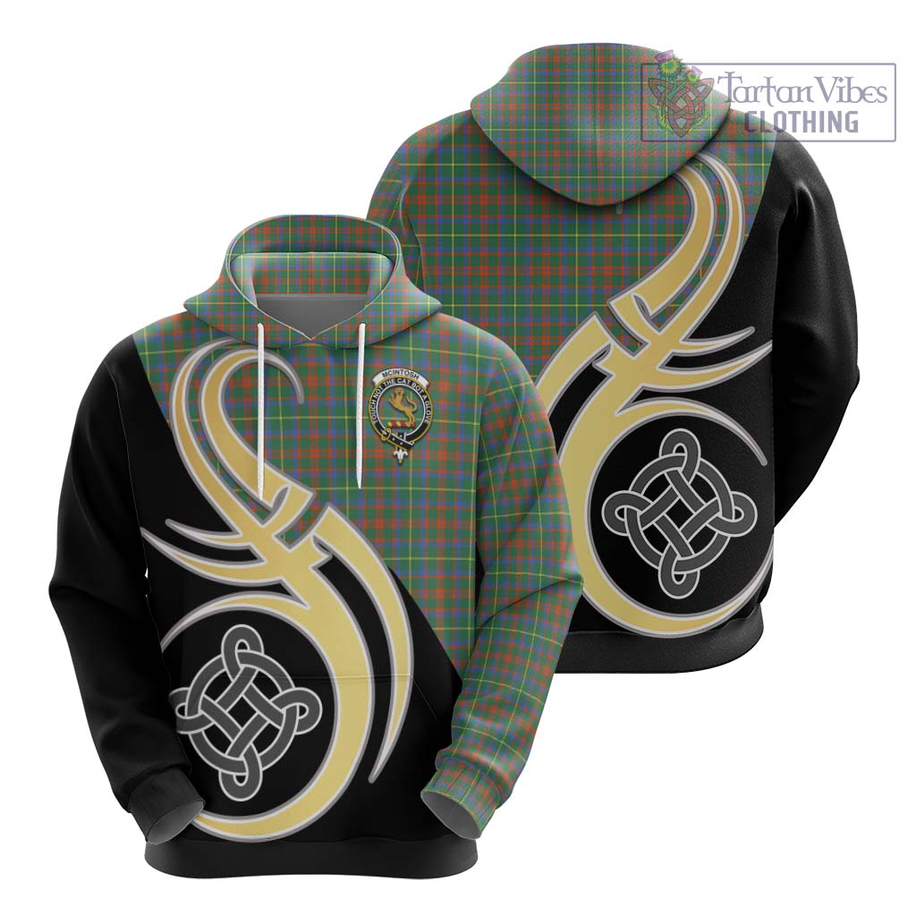 Tartan Vibes Clothing McIntosh Hunting Ancient Tartan Hoodie with Family Crest and Celtic Symbol Style